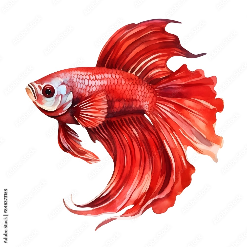 Fototapeta premium Vibrant Betta Fish Swimming in Underwater Aquarium