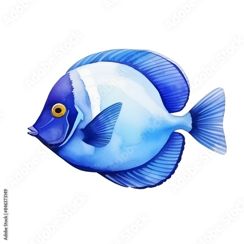 Vibrant Blue Tang Fish Swimming in Underwater Coral Reef Scene