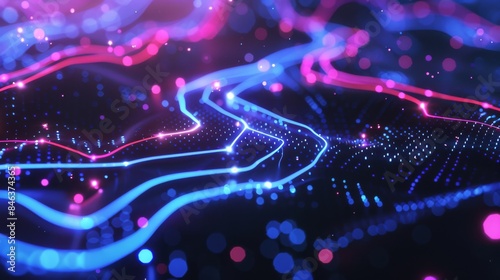 Abstract futuristic technology pattern with glowing lines and dots