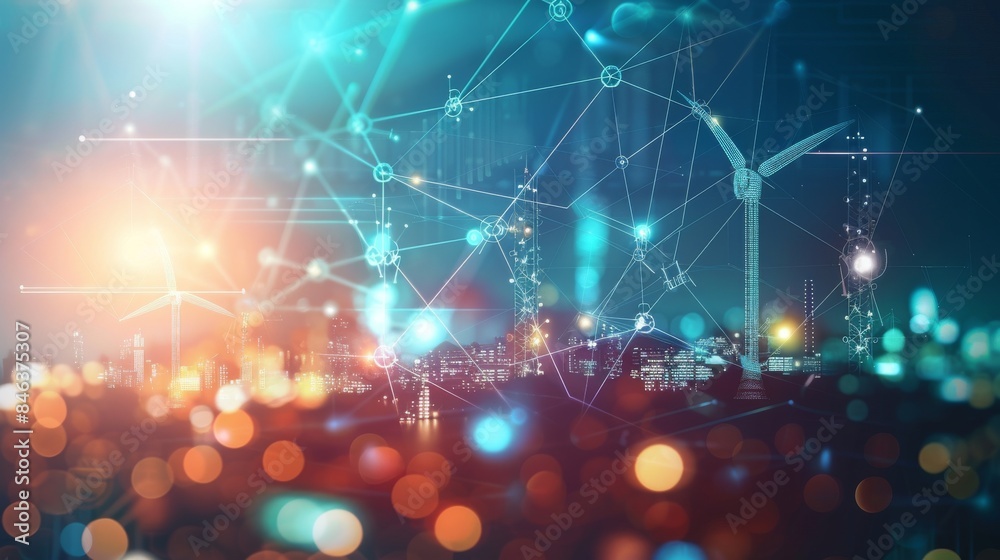 Fototapeta premium Clean energy concept with digital graphics