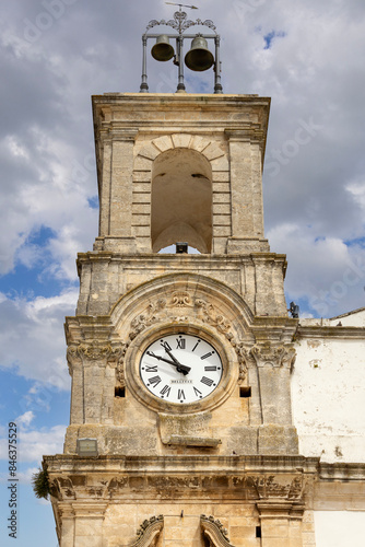 Obraz na płótnie Civic Tower (Torre dell'Orologio) next to University Palace, located in Plebiscito Square, Martina Franca, Italy, Apulia w salonie