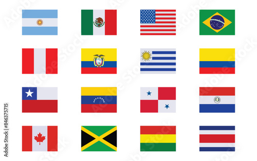 copa america 2024 flags vector