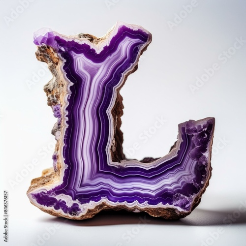 Amethyst crystal geode a white background 