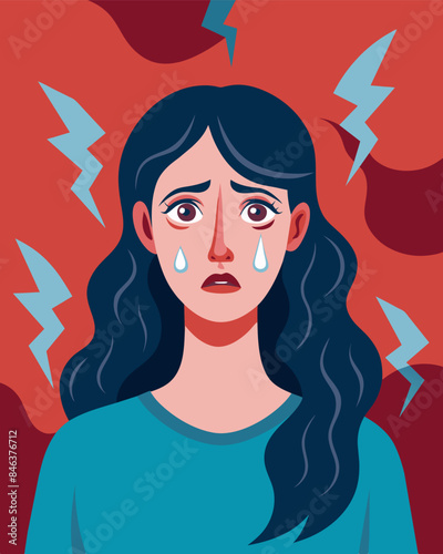 The harsh words through her like a knife leaving her ed and defeated.. Vector illustration