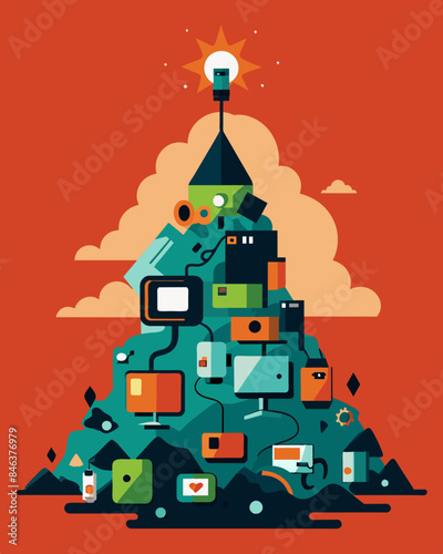 The size and scope of the ewaste pile is staggering with no discernible end in sight only a steady stream of new additions each day.. Vector illustration
