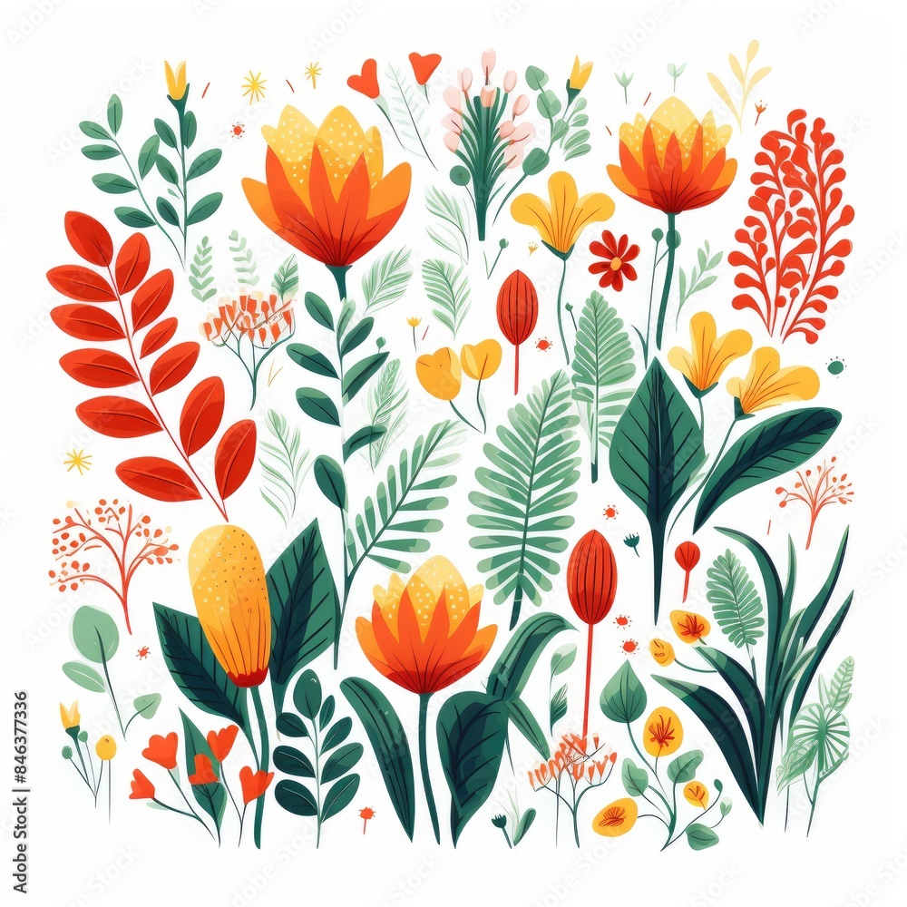 Lush Jungle Charming Cartoon Vector Lush Jungle Charming Cartoon Vector
