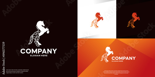 horse tech, digital networks, service , logo design template.