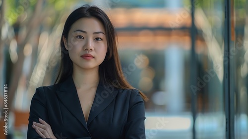 Dynamic young Asian businesswoman adeptly maneuvers through complexities of finance entrepreneurship leveraging expertise to navigate the competitive landscape with strategic acumen re : Generative AI © The Little Hut