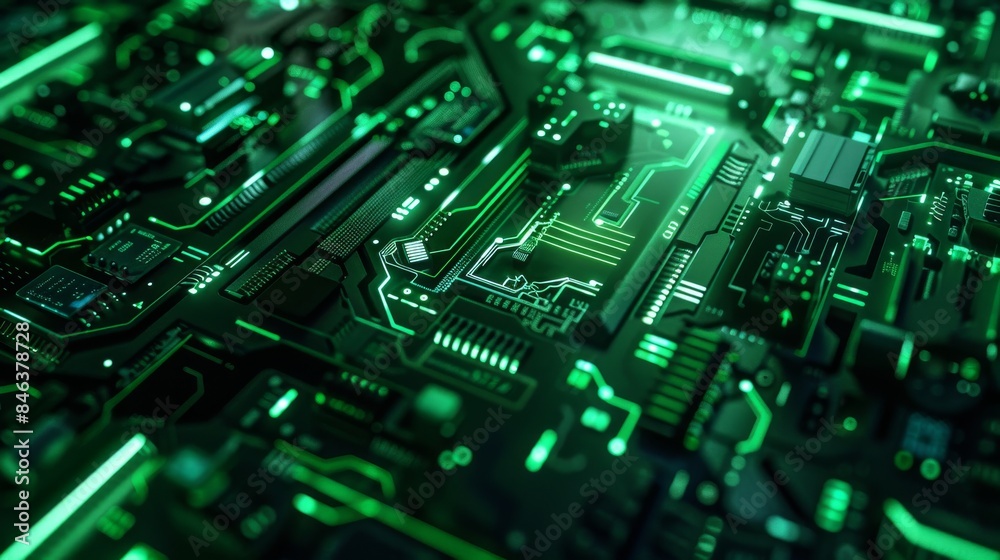 Innovative circuit board design in green and black tones Innovative circuit board design in green and black tones