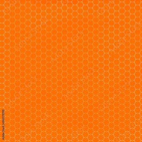 Geometric hexagon pattern, honeycomb orange background. Seamless line cube pattern.