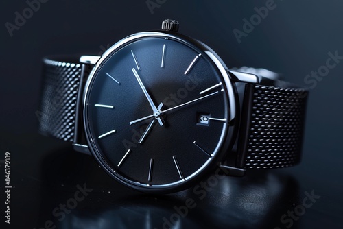 Sleek Minimalist Wristwatch on black backdround