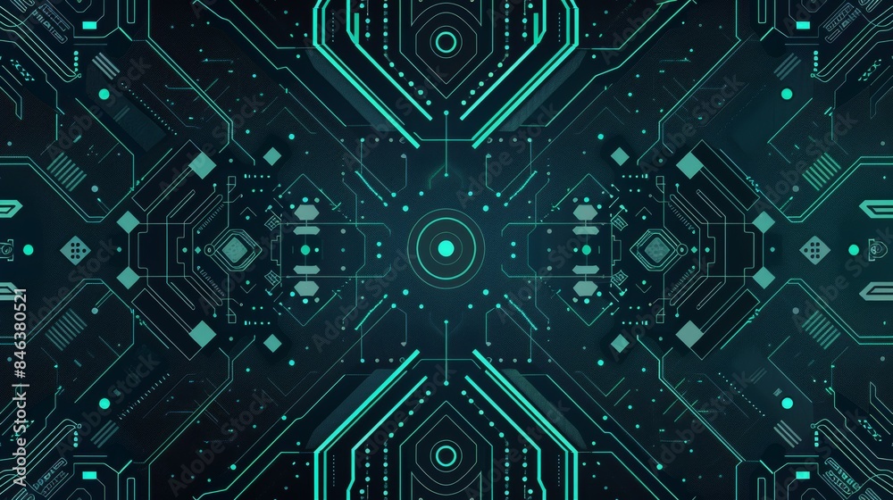 Tech-themed pattern with futuristic design elements