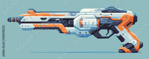 Cartoon futuristic game gun. vector simple illustration