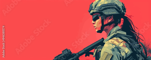 woman soldier vector flat minimalistic isolated illustration