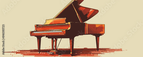 Vintage grand piano. vector simple illustration