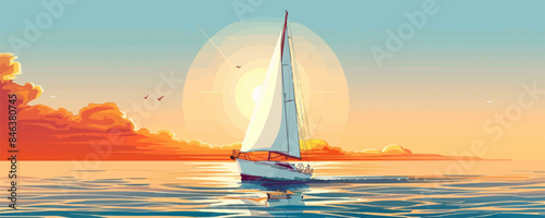 Sailing boat. vector simple illustration