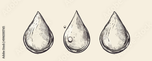 Water drop sketch hand drawn. vector simple illustration