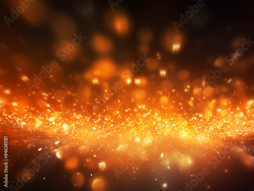 Fire embers particles over black background. Fire sparks background. Abstract dark glitter fire particles lights