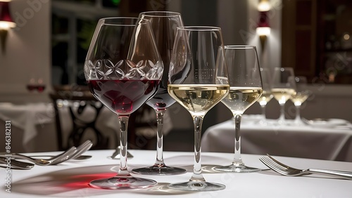 Red and white bordeaux wines served in one of the restaurants in bordeaux reflextion in the glass