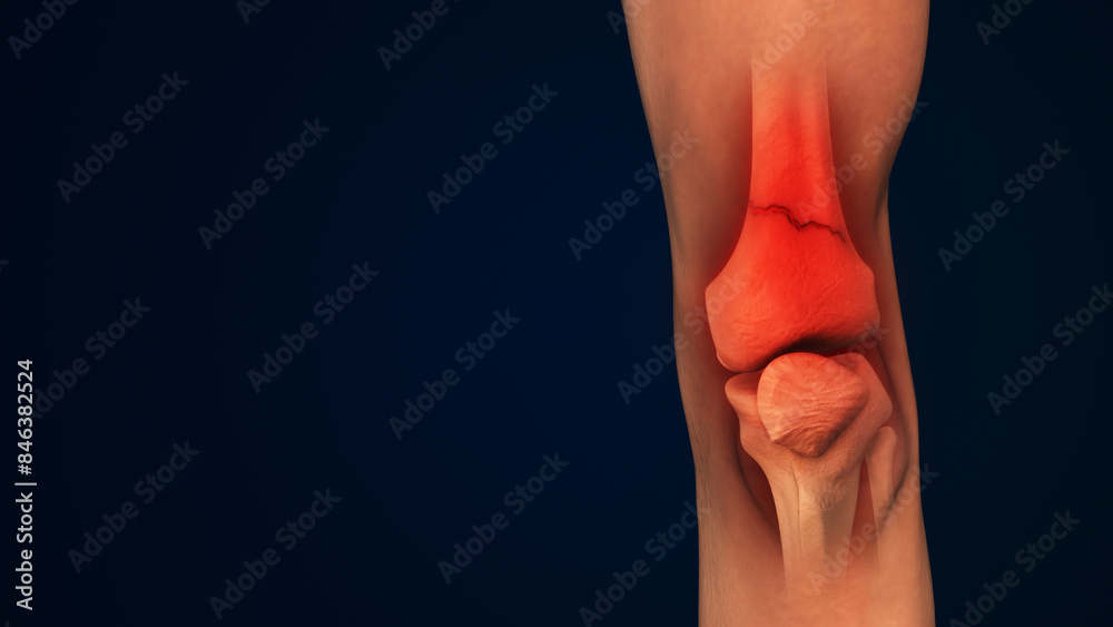 Fototapeta premium Leg bone Fracture or inflammation of human knee joint