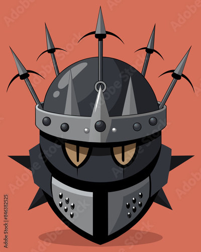 The helmet was an intimidating sight with sharp metal protrusions resembling an ominous crown and a network of wires leading to a central control panel.. Vector illustration