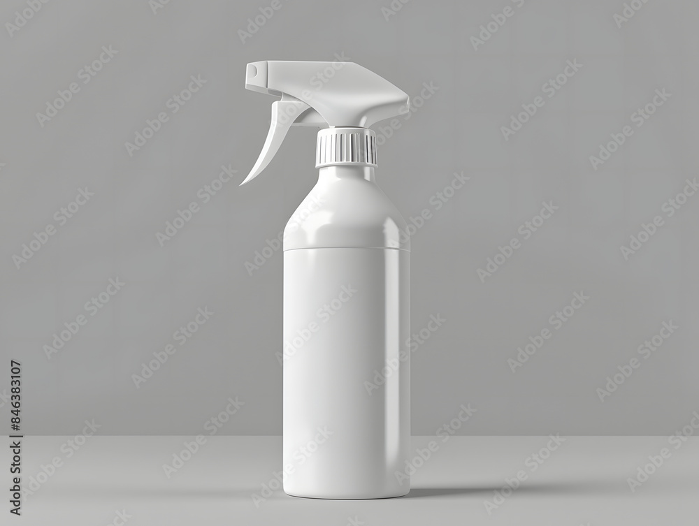 White Plastic Spray Bottle Label Mockup with isolated background White Plastic Spray Bottle Label Mockup with isolated background