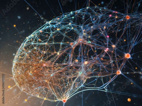 Artificial intelligence in the form of a brain. Digital technologies. Neural networks. Neural chip. The concept of implanting a chip into the human brain. AI generated
