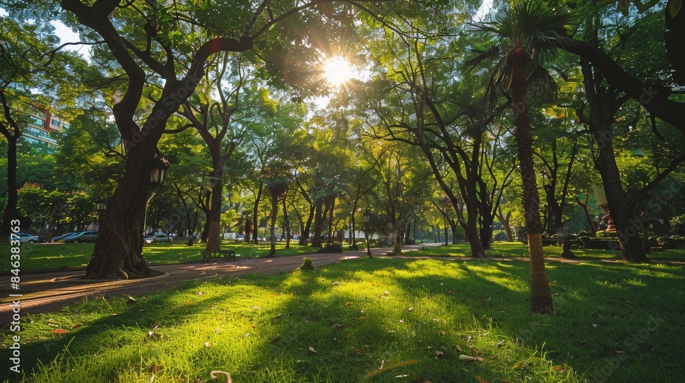Naklejka premium Fresh Air in a Spacious City Park 