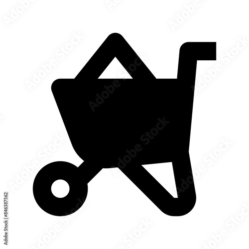 wheel barrow glyph black icon