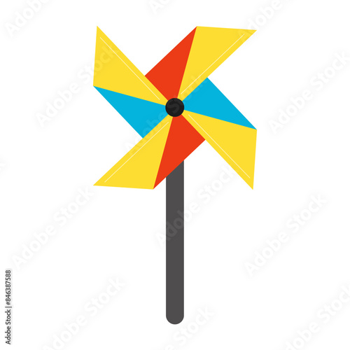 Vector picture of cartoon kids pinwheel isolated on white background.