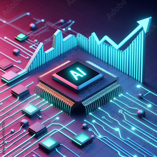 Wallpaper Mural AI semiconductor stock price rises.Generative AI Torontodigital.ca