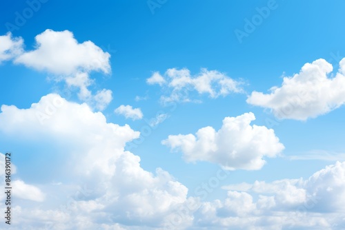 Fototapeta Naklejka Na Ścianę i Meble -  Serene blue sky with fluffy white clouds for a tranquil effect 