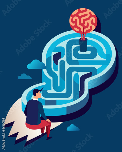 With every deadend and false path the mind maze becomes more convoluted increasing the persons feelings of enment.. Vector illustration