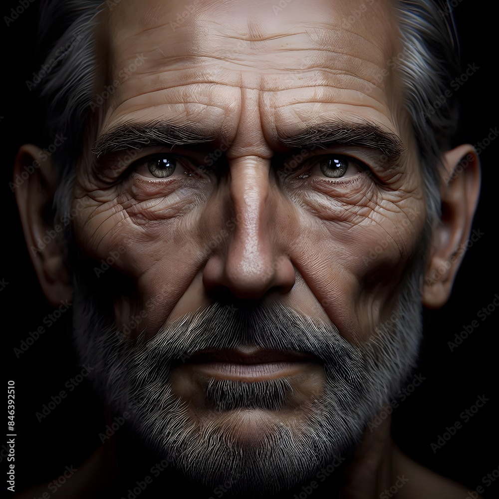 Obraz premium portrait of a man his eyes and skin shows timeless resilence and lot of experience