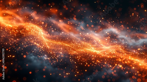 orange particles creating a starry effect on a black background