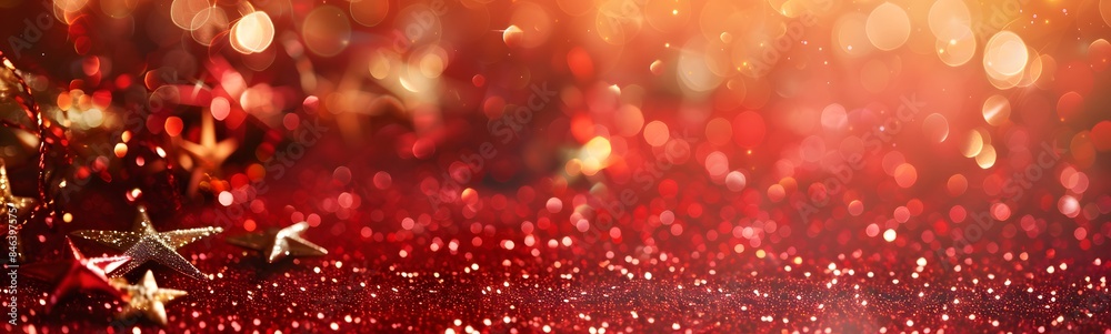 elegant red festive background with golden glitter and stars. elegant red festive background with golden glitter and stars.
