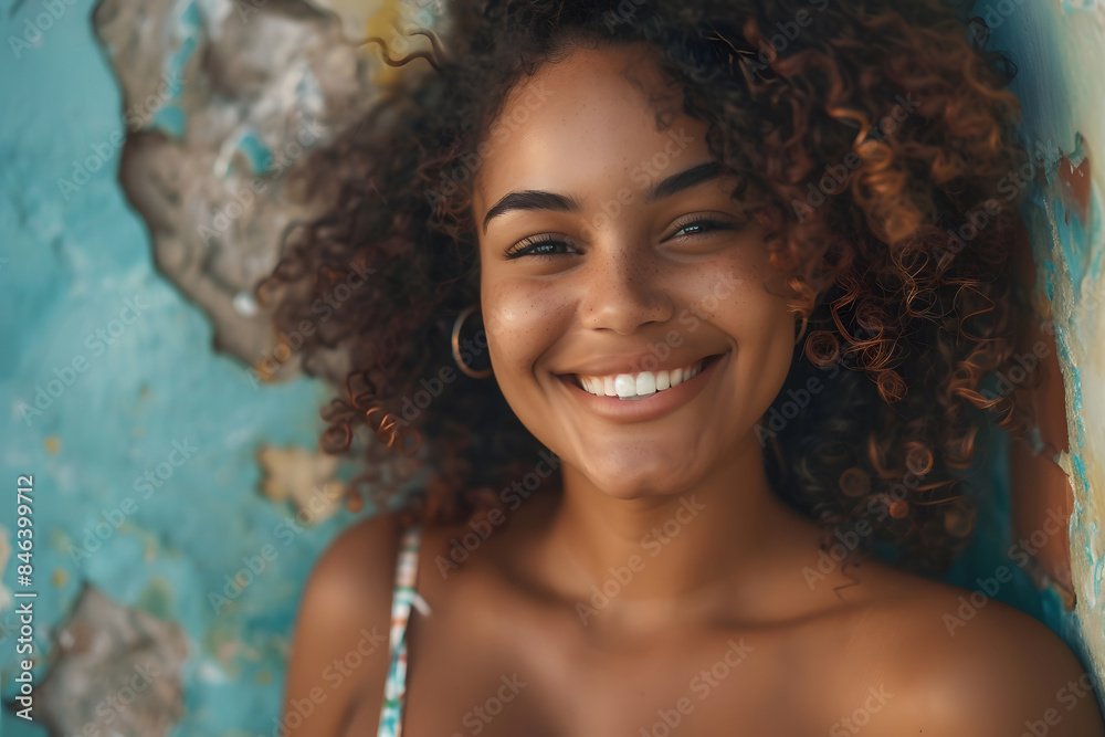 Close Up of Person With Curly Hair. Generative by AI Close Up of Person With Curly Hair. Generative by AI