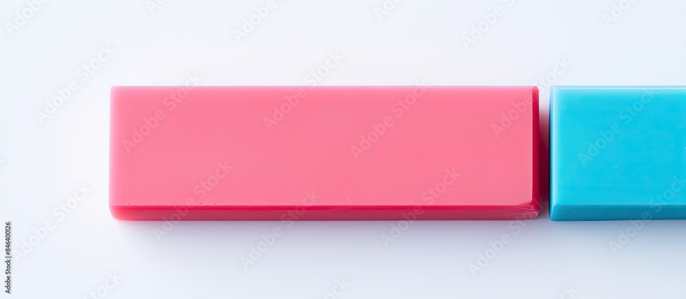 A vibrantly colored eraser captured in a close up shot with empty space around it on a white backdrop. copy space available A vibrantly colored eraser captured in a close up shot with empty space around it on a white backdrop. copy space available