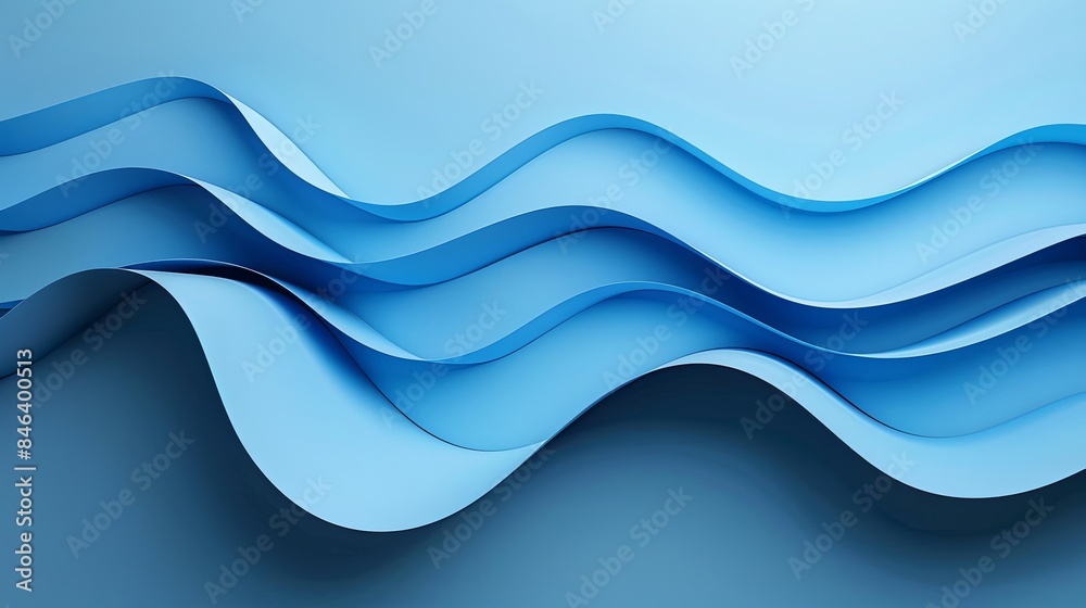 Serene Blue Wavy Paper Art Inspired Background Serene Blue Wavy Paper Art Inspired Background