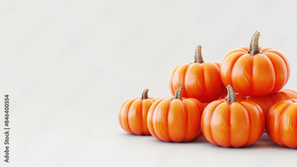 Stack of vibrant orange pumpkins on a clean, white background. Stack of vibrant orange pumpkins on a clean, white background.