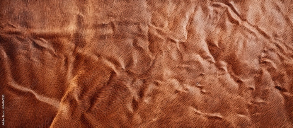 Abstract copy space image of a vintage cow skin backdrop showcasing the elegant and authentic texture of genuine brown leather