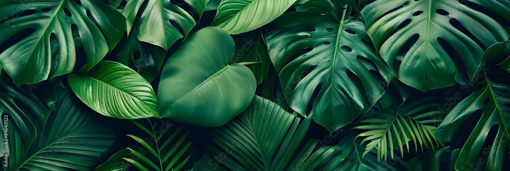 Tropical green leaves background