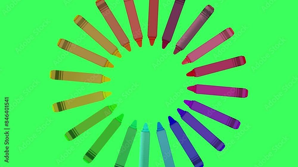 vibrant-color-caryons-animation-making-circular-patterns-against-green