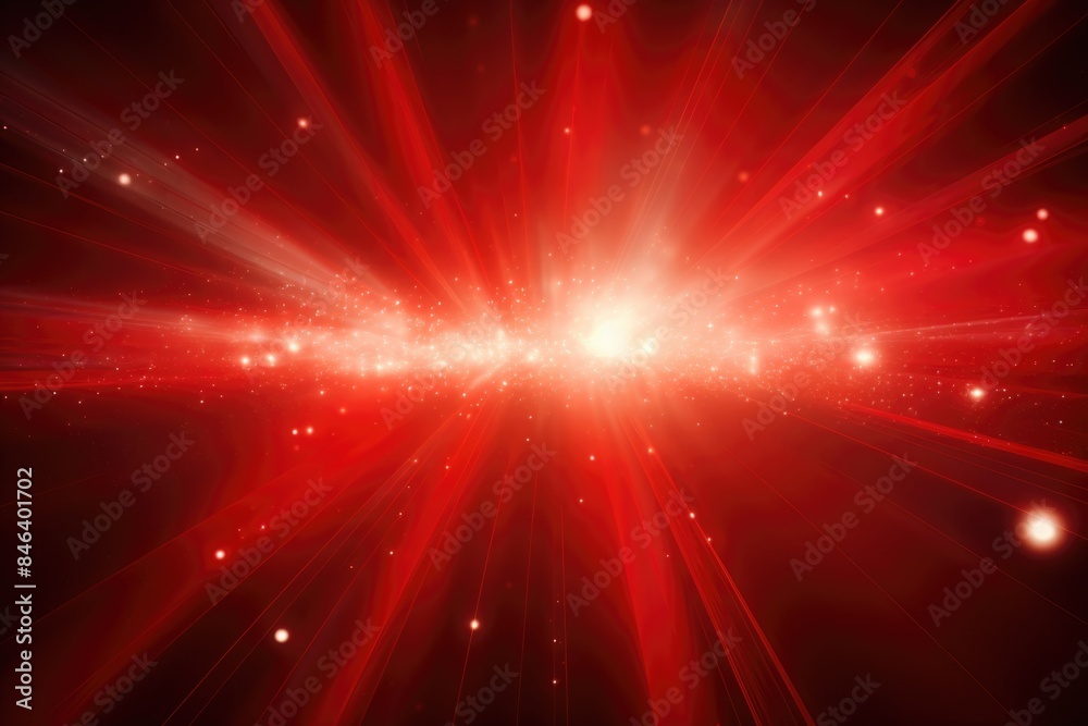 Obraz premium Radiant Red Cosmic Explosion with Intense Light Beams