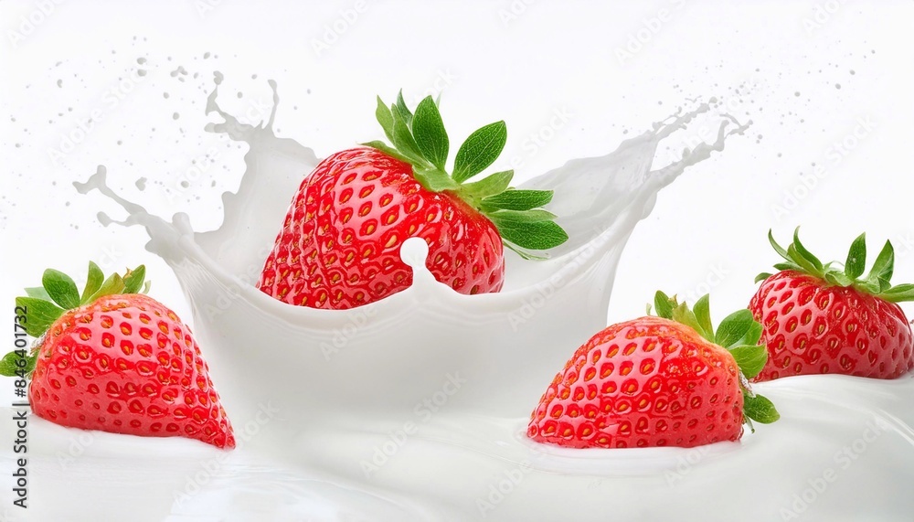 Milk splash strawberry flavor fruit cream milkshake food drop Milk splash strawberry flavor fruit cream milkshake food drop