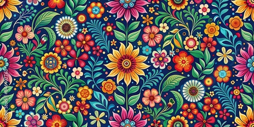 Hispanic Heritage Month pattern wallpaper featuring vibrant floral motifs, Hispanic, Heritage, Month, pattern, wallpaper, floral, motifs, vibrant, celebration, culture, tradition