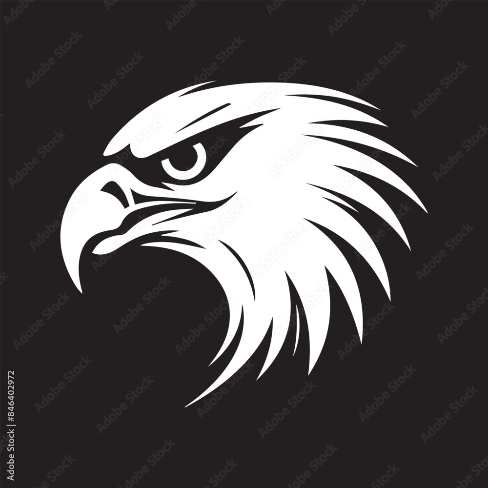 Obraz premium Flat vector eagle head icon logo on black background