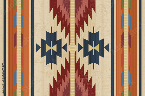 Navajo tribal vector pattern. Native American ornament. Ethnic South Western decor style. Boho geometric ornament.Ikat floral paisley embroidery blanket, rug. Woven carpet