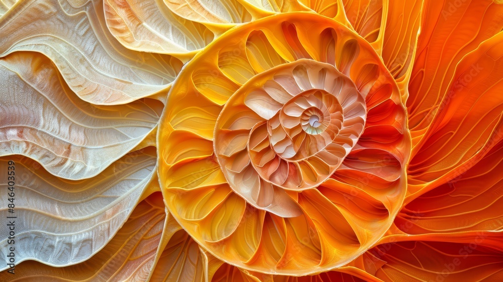 A close-up view of an orange and yellow flower with a spiral design in its center The flower's center showcases this intricate pattern A close-up view of an orange and yellow flower with a spiral design in its center The flower's center showcases this intricate pattern