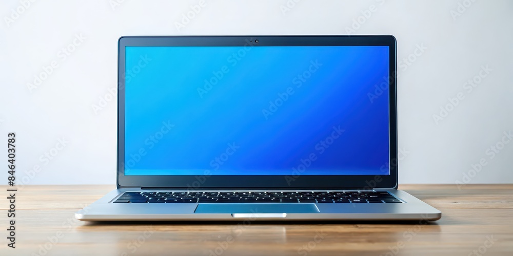 A laptop with a blue screen displaying productivity and focus , laptop, blue screen, typing, task, productivity, focus, technology, work, workspace, computer, keyboard, calm, screen, working A laptop with a blue screen displaying productivity and focus , laptop, blue screen, typing, task, productivity, focus, technology, work, workspace, computer, keyboard, calm, screen, working